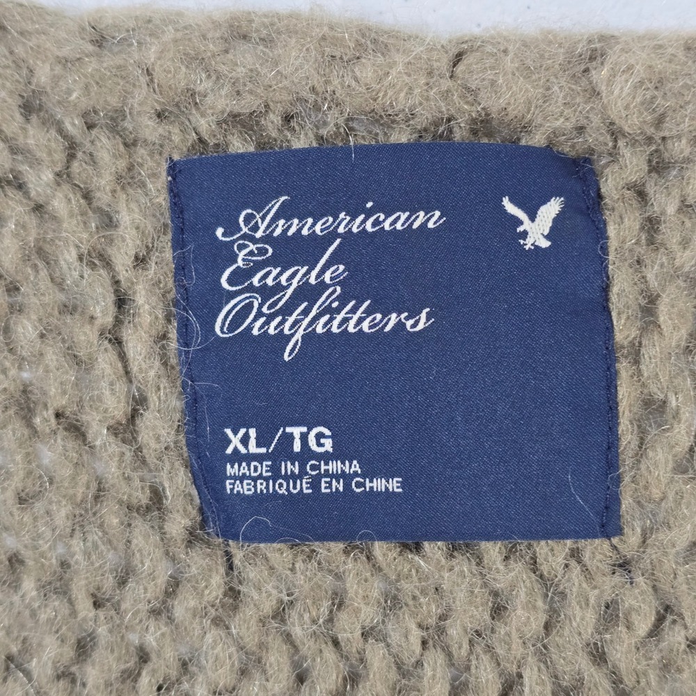 American Eagle Outfitters‎ Chunky Knit V Neck Sweater XL Oatmeal Beige - Picture 4 of 6